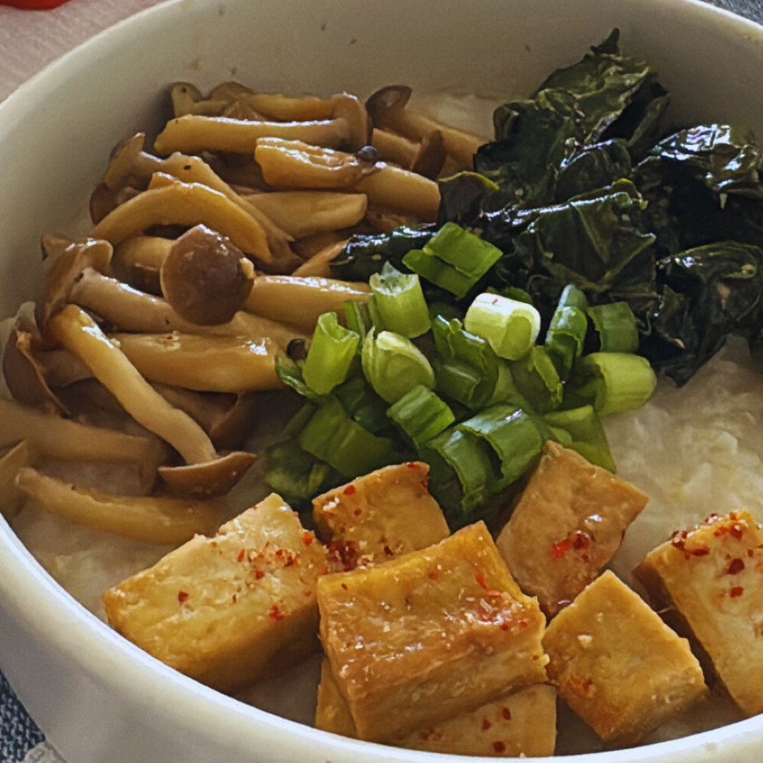 Dad's Jook with Miso MSG Mushrooms